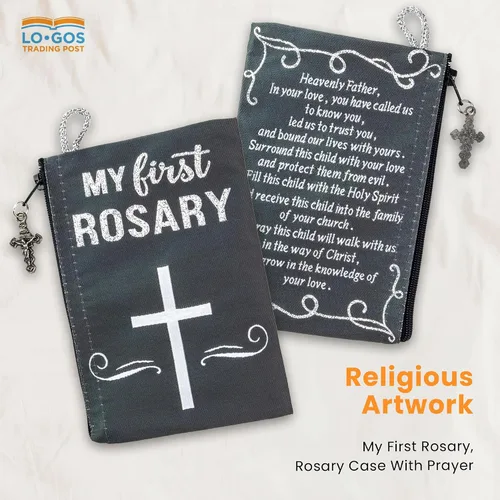 Miniatura 39 de Bolsa de rosario católico, estuche de rosario de bautismo para niños con números 6:24-26, versículo de la Biblia, 4 x 6 pulgadas, joyería y monedero
