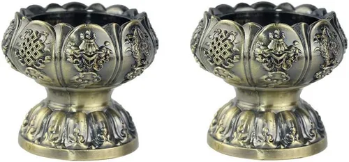 Portavelas votivas de flor de loto, portavelas budistas budistas, taza de oferta de agua budista tibetana, soporte para lámpara de aceite tibetano,