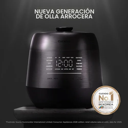 Miniatura 2 de CUCKOO Olla arrocera de doble presión de 6 tazas sin cocer / 12 tazas cocidas con tecnología de calentamiento por inducción, sistema de presión