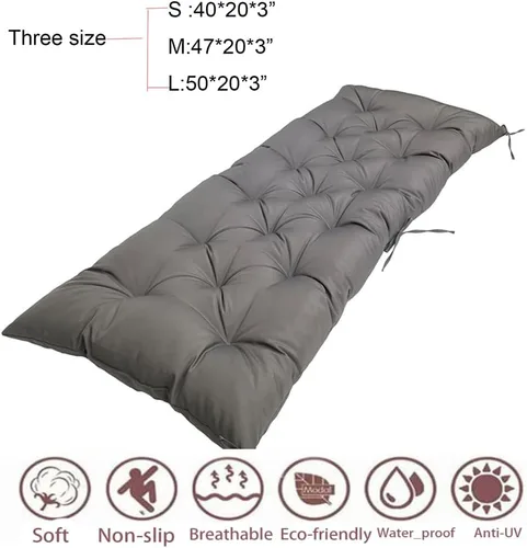 Miniatura 7 de Cojín de banco para exteriores, color negro, antideslizante, para muebles de exterior, almohadillas gruesas para sillas de patio de 40 pulgadas