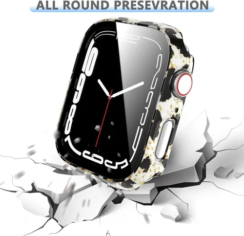 Miniatura 4 de Rontion - Juego de 6 fundas rígidas de policarbonato compatibles con Apple Watch Series 9 8 7 de 41 mm con protector de pantalla de vidrio templado