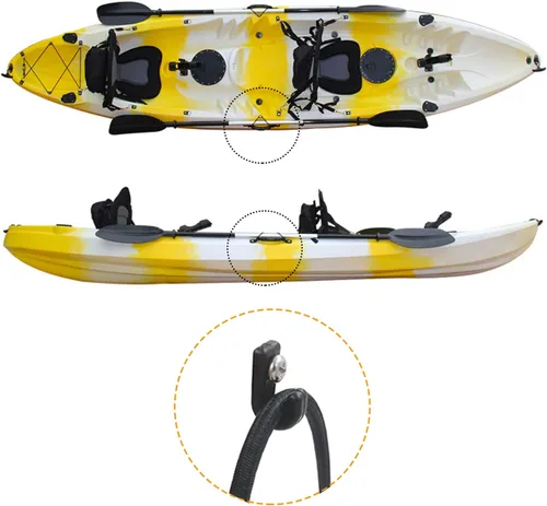 Miniatura 4 de 2 manijas de montaje lateral de canoa para kayaks con accesorios de soporte de paleta de cuerda elástica + 2 ganchos en J con kit de herramientas