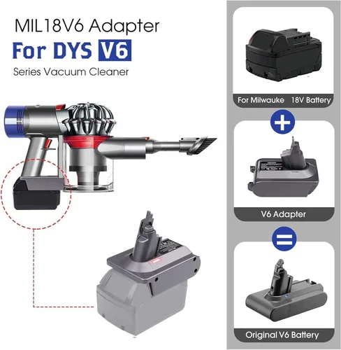 Miniatura 2 de EID V6 - Adaptador de batería para batería Milwaukee M18 de 18 V, repuesto para Dyson V6 SV03 SV04 SV05 SV06 SV07 SV09 DC59 DC61 DC62 DC72 DC74