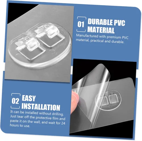 Miniatura 3 de Zerodeko 20 piezas de calcomanías transparentes con hebilla de doble garra que no deja marcas, parches adhesivos de plástico resistente, perchas