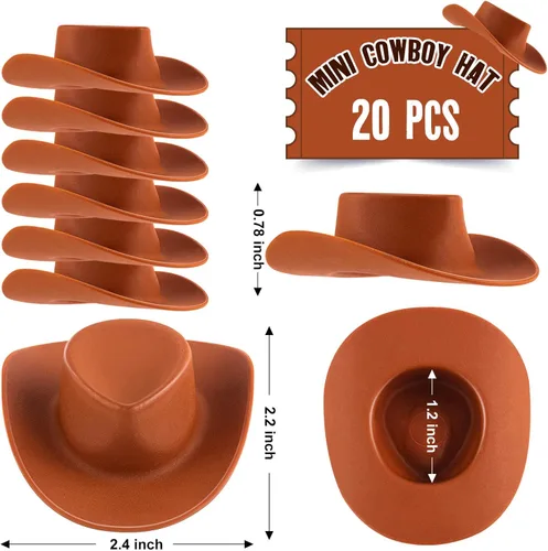 Miniatura 5 de 20 sombreros de plástico para mini vaquera occidental, sombreros de muñeca en miniatura, lindos sombreros de fiesta para decoración de casa