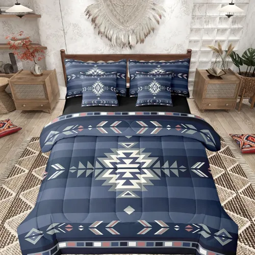 Miniatura 44 de Feelyou Juego de edredón geométrico del suroeste para niños y niñas, edredón nativo del suroeste, tamaño individual, juego de ropa de cama