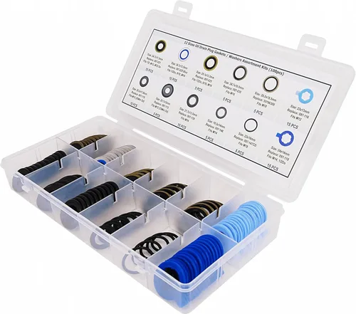 Miniatura 5 de Kit surtido de 100 piezas de 12 tipos de tapones de drenaje de aceite maestro de goma de metal para reemplazar 097-021, 097-025, 097-035, 55196309