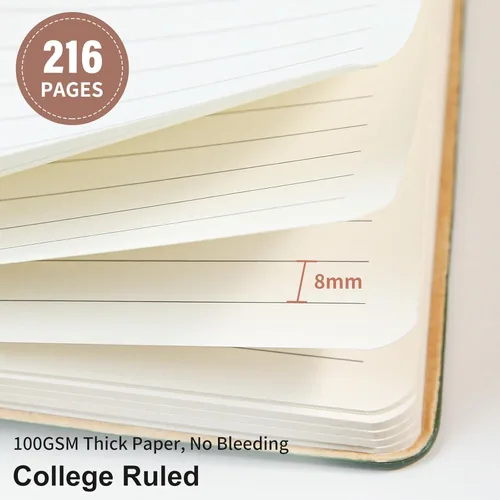 Miniatura 4 de Cuaderno rayado para el trabajo, cuaderno de notas con rayas universitarias, 5.79"x8.27" pulgadas, tamaño A5, cuero PU, para uso diario, 216 páginas