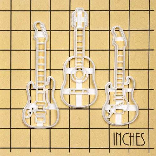Miniatura 9 de Juego de 3 cortadores de galletas de guitarra (diseños: acústico, eléctrico, bajo), 3 piezas - Bakerlogy