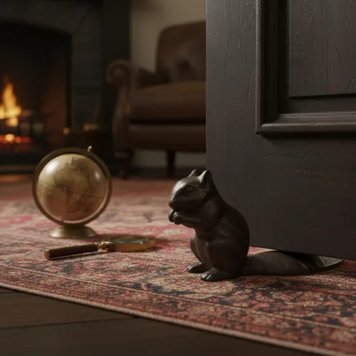 Miniatura 9 de Comfy Hour Tope de puerta de ardilla de hierro fundido resistente, tope decorativo de puerta de animal rústico para parte inferior de la puerta