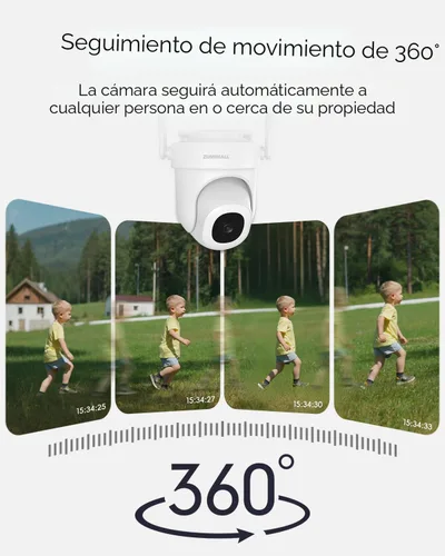 Miniatura 2 de ZUMIMALL - Cámara de seguridad de 3 MP para exteriores - 360° PTZ con seguimiento automático Grabación 24/7 con alimentación por cable, WiFi