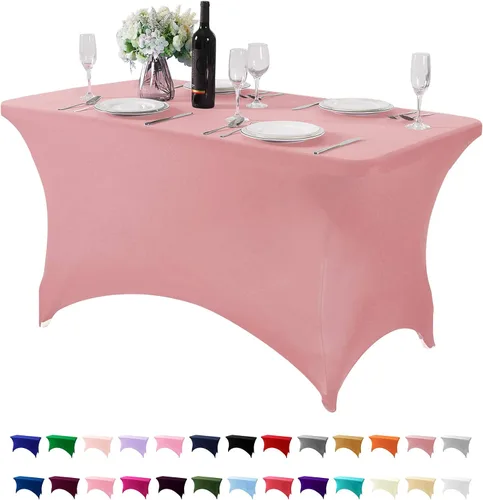 Miniatura 111 de Mantel de elastano para mesas de 4, 6 u 8 pies, mantel elástico universal ajustable para fiestas, banquetes, bodas y eventos - Verde manzana
