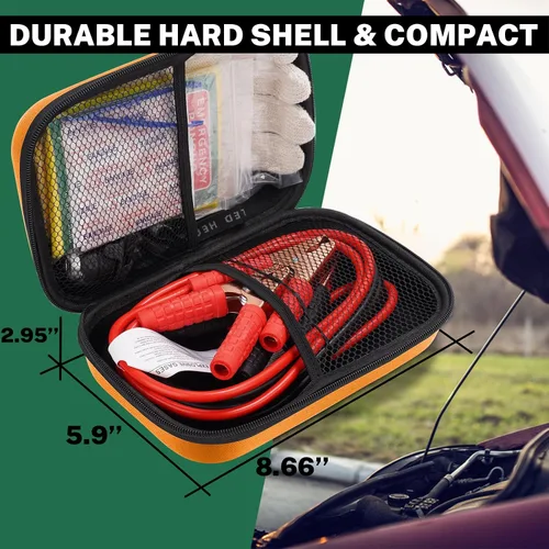 Miniatura 3 de Kit de emergencia en carretera para auto con cables de puente de batería, accesorios para auto para hombres o mujeres, kit de seguridad automotriz