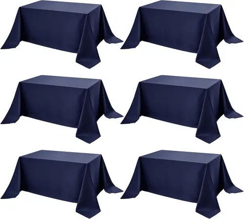 Miniatura 38 de Paquete de 6 manteles negros para mesas cuadradas, 54 x 54 pulgadas, tela de poliéster resistente a las manchas para mesas de 2 pies, manteles
