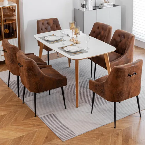 Miniatura 9 de Juego de 2 sillas de comedor modernas, sillas de comedor de cocina de mediados de siglo con cojines de 5.12 pulgadas y patas de metal, sillas Beige