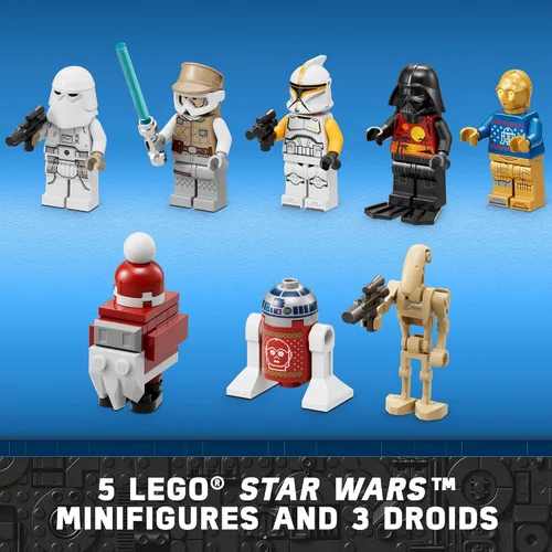 Miniatura 4 de LEGO Star Wars Calendario de Adviento 2022 75340 Juego de juguetes de construcción para niños, niños y niñas, a partir de 6 años, 8 personajes y 16