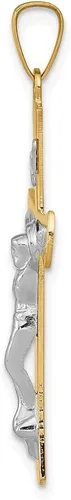 Miniatura 2 de Colgante de crucifijo INRI bitono de 14 K, 1.417in, 0.787in, estilo XR729