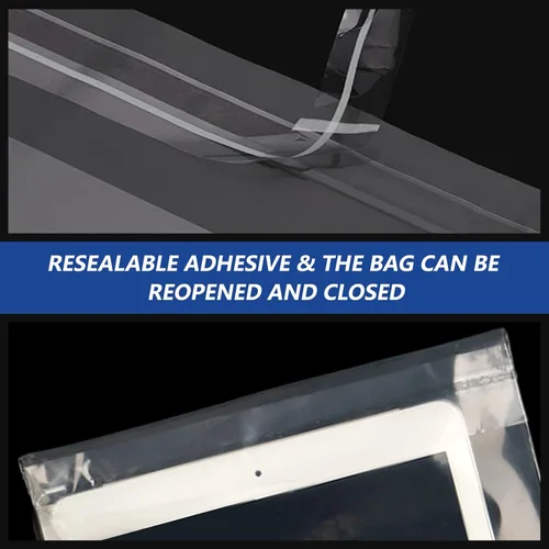 Miniatura 3 de Bolsas de polietileno transparente autosellantes de 9 x 12 pulgadas (100 unidades) con advertencia de asfixia para embalaje, envío, ropa, camisas