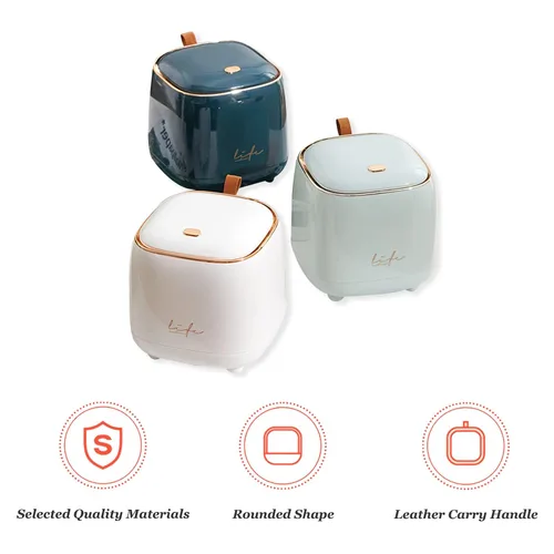 Miniatura 7 de Mini bote de basura para encimera con 3 rollos de bolsas de basura, bote de basura con tapa tipo prensa, papelera de escritorio aplicable para Blanco