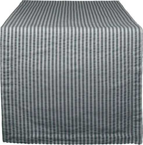 DII Colección de mesa a rayas de sirsaca 100% algodón, gris, camino de mesa, 14 x 108, 1 pieza