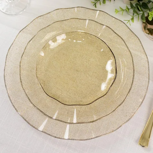Miniatura 17 de Efavormart - Platos de cena de 11 pulgadas – Juego de 10 platos desechables redondos de plástico negro con borde dorado rizado – Vajilla elegante