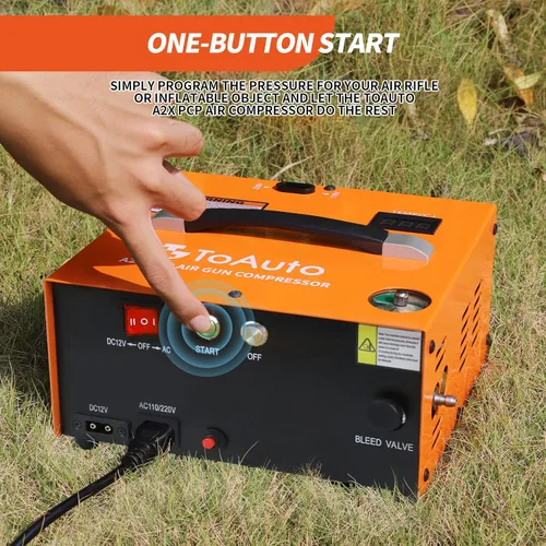Miniatura 3 de TOAUTO A2X - Compresor de aire PCP mejorado, arranque con un botón, parada automática, portátil de 4500 Psi/30 Mpa, sin aceite/agua, compresor HPA