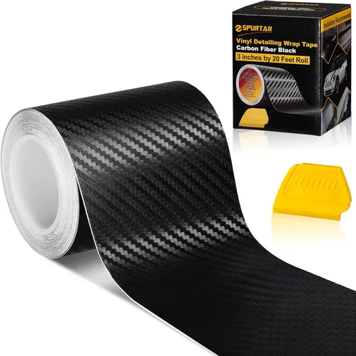 Miniatura 10 de Spurtar Envoltura de fibra de carbono, 1 pulgada x 20 pies de liberación de aire, envoltura de vinilo negro para automóviles, eliminación de cromo