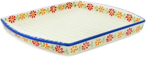 Miniatura 33 de Auténtico plato de cerámica polaca de 10 pulgadas en diseño amarillo hecho a mano en Bolesławiec Polonia por Ceramika Bona + certificado