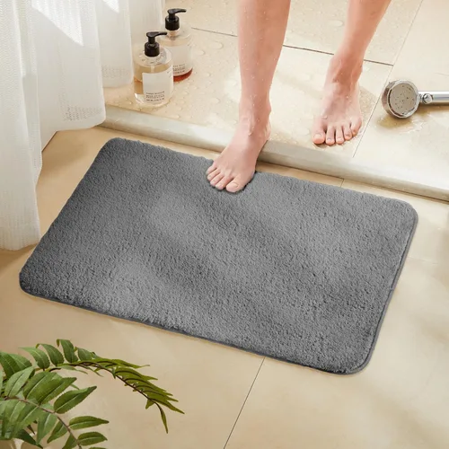 Miniatura 11 de TECHMILLY Alfombras Corredoras de Baño Super Suaves Peludas, Alfombras de Baño de Microfibra Gruesas Antideslizantes Absorbentes, Tapete de Baño