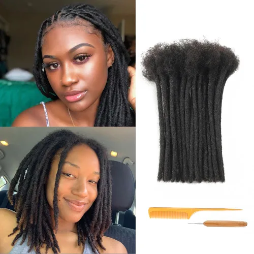 Miniatura 40 de Extensiones de Rastas de Cabello Humano 0.4cm de Grosor 4 Pulgadas 20 Hebras 100% Cabello Humano Real para Hombres/Mujeres/Niños Completamente