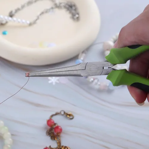 Miniatura 4 de SPEEDWOX Mini alicates de punta de aguja de 6 pulgadas para hacer joyas, mandíbulas suaves, alicates finos extra largos, herramienta profesional