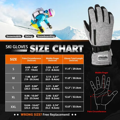 Miniatura 5 de Hikenture Ski Gloves Snow Gloves for Men&Women, 3M Thinsulate Waterproof Snowboard Gloves, Insulated Touchscreen Snowmobile Gloves for Cold Weather
