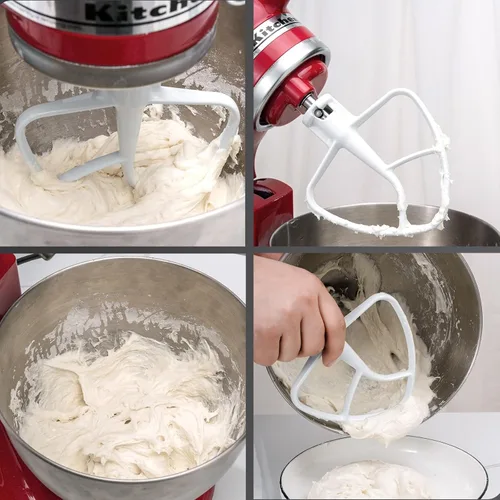 Miniatura 6 de Batidor plano revestido K45B de repuesto para batidora de pie Kitchenaid, compatible con mezclador de soporte de cabeza inclinable de 4.5 cuartos
