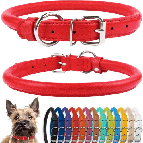 Miniatura 72 de CollarDirect Collar de perro con tachuelas, collares de cuero para mascotas para perros pequeños, medianos y grandes, acolchado suave, marrón, negro