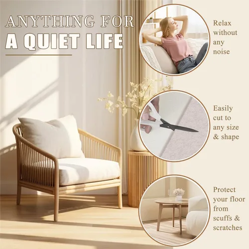 Miniatura 5 de Yelanon Almohadillas de fieltro para suelos de madera dura, 261 protectores de piso de alta calidad para muebles, almohadillas de fieltro para patas