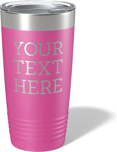Miniatura 16 de Vaso de acero inoxidable aislado con tapa de 20 onzas (17 colores) personalizado con recubrimiento en polvo, grabado personalizado, nombre