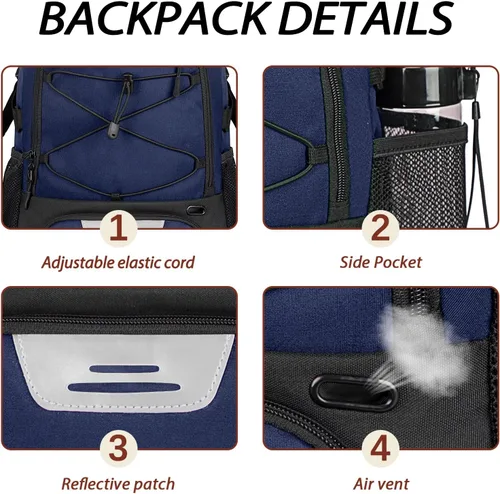 Miniatura 4 de LARIPOP Basketball Backpack with Ball Compartment - Ventilated Shoe Pocket Fits US Size 15, Water Resistant 30L Sports Bag for Men Women Teen