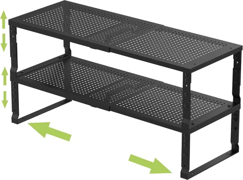 Miniatura 9 de Jojocross Organizador de Cocina Apilable Ajustable Expandible, Estante para Especias, Estantes de Almacenamiento de Despensa de Metal, Estante de 3