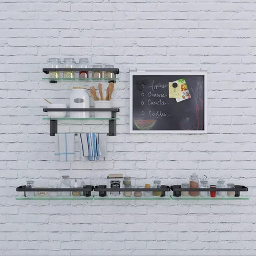 Miniatura 4 de VOLPONE Estante de pared de baño de 15.7 pulgadas, estantes de vidrio para baño montaje en pared, estante de vidrio a prueba de óxido, organizador