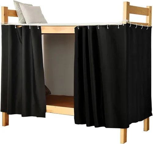Cortinas opacas de tamaño matrimonial, tela de privacidad para hombres, mujeres y adolescentes, color negro, 47.2 pulgadas de largo