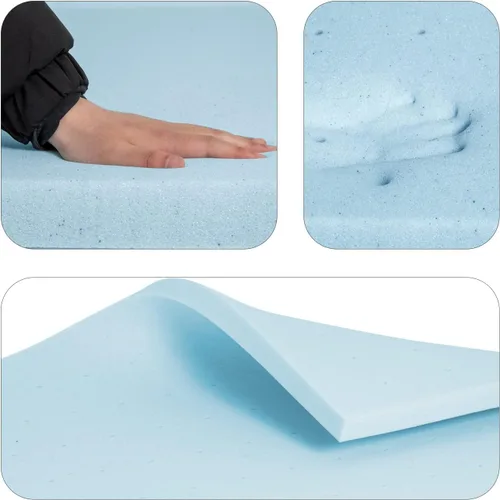 Miniatura 5 de Cubrecolchón de 2 pulgadas de espuma viscoelástica para aliviar la presión para el dolor de espalda, refrescante, con infusión de gel, con infusión