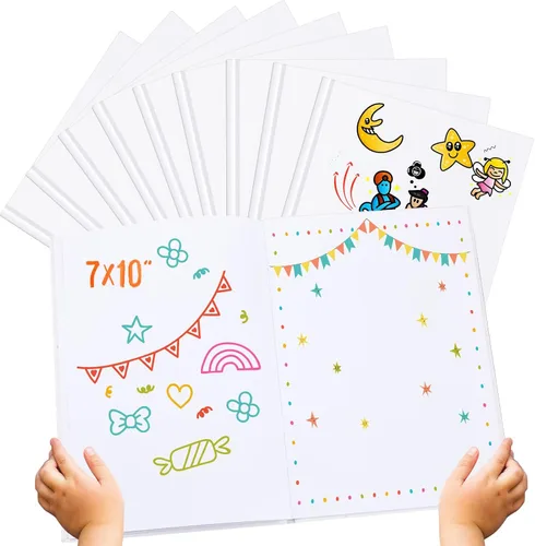 Henoyso Libros de tapa dura en blanco para que los niños escriban historias, haz tu propio libro de manualidades sin forro, cuaderno para
