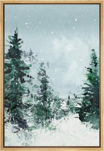 Miniatura 28 de SIGNWIN Lienzo Enmarcado Impresión de Arte de Pared Collage de Hojas de Bosque Verde Pastel Naturaleza Vida Silvestre Ilustraciones Arte Moderno
