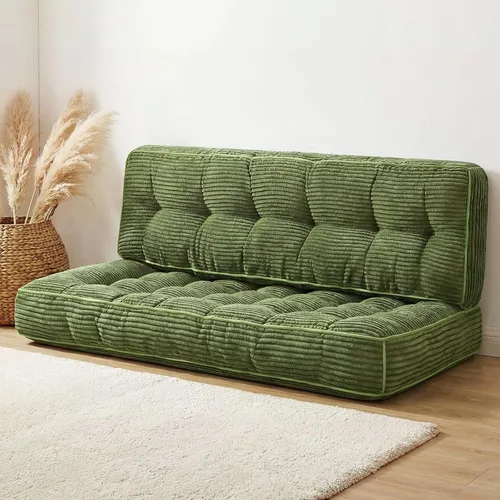 Sofá cama plegable de 63 pulgadas, silla convertible 2 en 1 sin hueso, cojines de suelo para sofá, colchón tapizado de pana de gran tamaño, silla