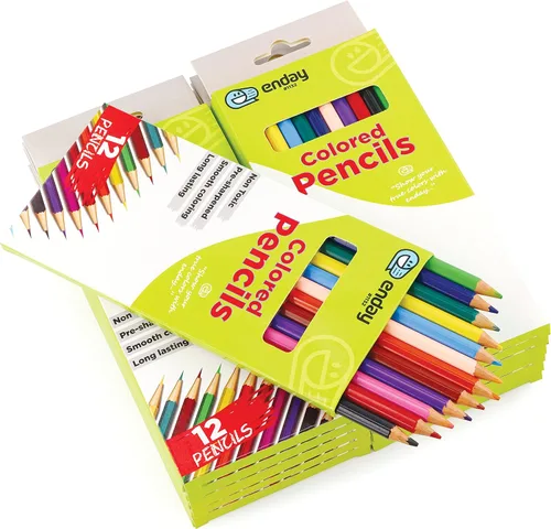Enday Lápices de colores, 12 unidades, lápices de colores preafilados para niños y adultos, suministros de arte y escuela para dibujar, paquete de