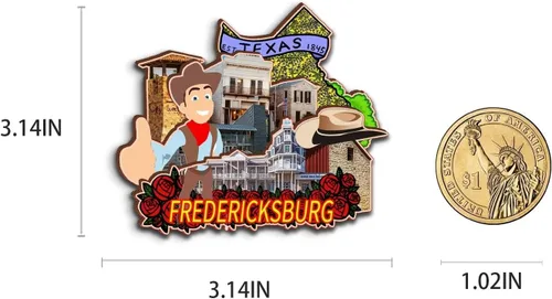 Miniatura 3 de Fredericksburg - Imán de madera para nevera, diseño de Texas USA en 3D, recuerdos coleccionables, decoración hecha a mano