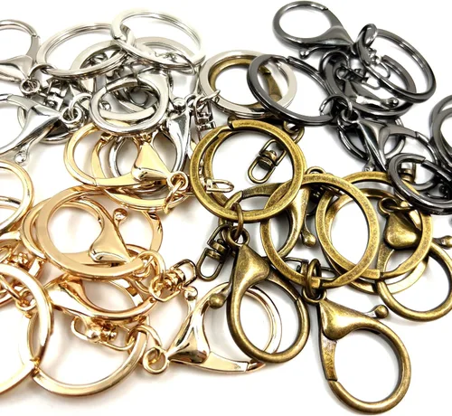 Miniatura 4 de 20 ganchos giratorios con cierre de langosta, clips de gatillo con anillo de llavero dividido plano y 8 clips giratorios de forma para hacer Latón