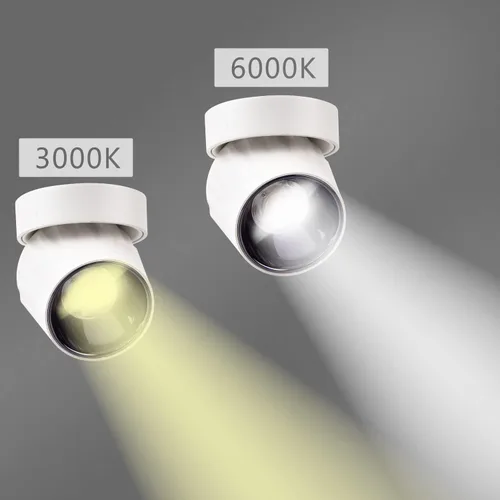 Miniatura 7 de Foco de techo LED de 12 W, luz direccional de rotación de 360°, 3000 K, blanco cálido, lámpara de pared para pasillo, galería, sala de estar/blanco