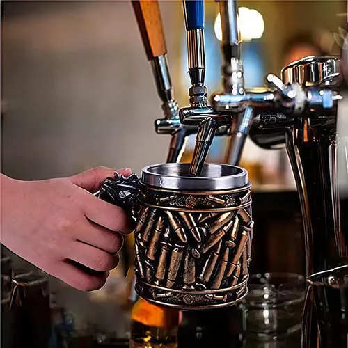Miniatura 2 de Novedad pistola mango con balas Casings tazas de café tazas pistola taza pistola 11oz gran regalo cerveza taza acero
