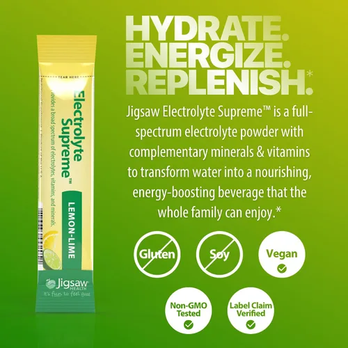 Miniatura 4 de Suplemento Jigsaw Health Electrolyte Supreme, delicioso sabor a bayas, amplio espectro de electrolitos + oligoelementos, 60 paquetes de polvo, Value